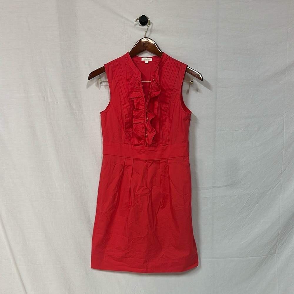 Shoshanna Red Ruffled Mock Neck Sheath Mini Dress